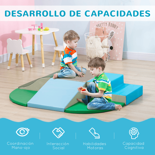 HOMCOM Conjunto de 6 Blocos de Espuma para Crianças de 12-36 Meses Blocos de Construção Brinquedo Educativo Infantil para Escalar Multicor
