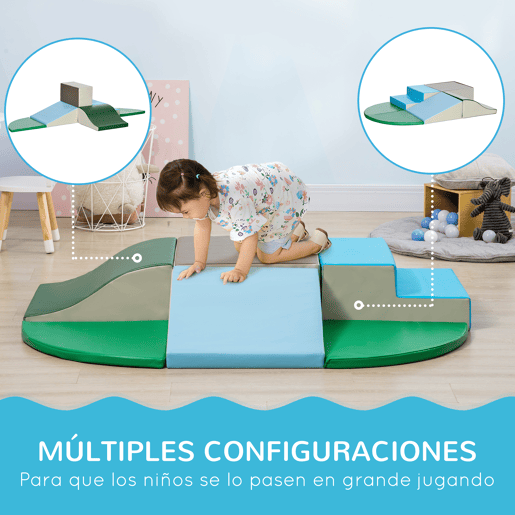 HOMCOM Conjunto de 6 Blocos de Espuma para Crianças de 12-36 Meses Blocos de Construção Brinquedo Educativo Infantil para Escalar Multicor
