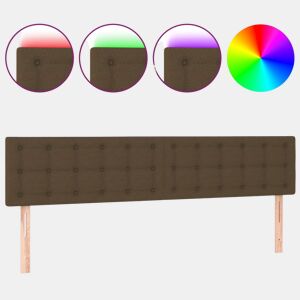 vidaXL Cabeceira de cama c luzes LED tecido 200x5x7888 cm castanho