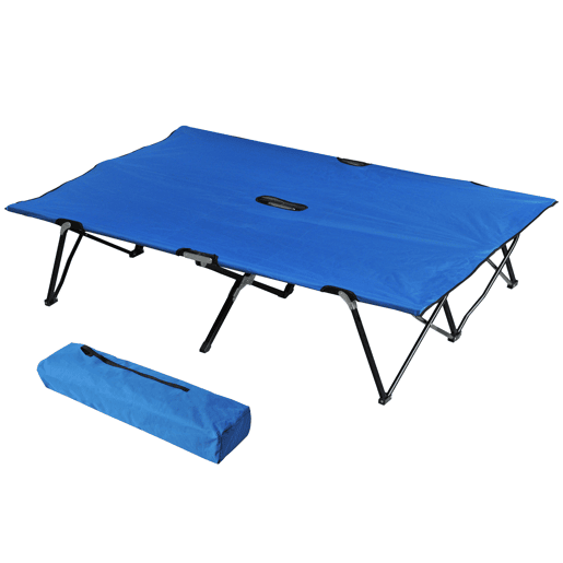 Outsunny Cama de Campismo Dobrável em Tecido Oxford 600D com Saco de Transporte e Estrutura Metálica Suporta até 136 kg para Praia e Caminhadas 193x125x40 cm Azul