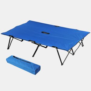Outsunny Cama de Campismo Dobrável em Tecido Oxford 600D com Saco de Transporte e Estrutura Metálica Suporta até 136 kg para Praia e Caminhadas 193x125x40 cm Azul