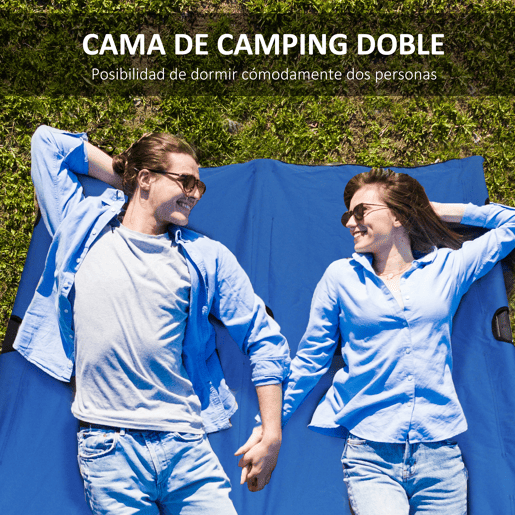 Outsunny Cama de Campismo Dobrável em Tecido Oxford 600D com Saco de Transporte e Estrutura Metálica Suporta até 136 kg para Praia e Caminhadas 193x125x40 cm Azul
