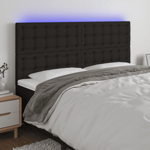 vidaXL Cabeceira de cama c luzes LED tecido 160x5x118128 cm preto vidaXL Cabeceira de cama c luzes LED tecido 160x5x118128 cm preto