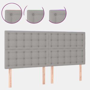 vidaXL Cabeceira cama c luzes LED tecido 200x5x118128cm cinza-claro