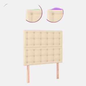 vidaXL Cabeceira de cama c LED tecido 90x5x118128cm crème
