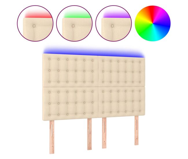 Vidaxl cabecero con luces led tela crema 144x5x118/128 cm