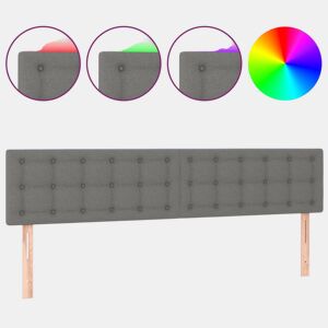 vidaXL Cabeceira de cama cluzes LED tecido 180x5x7888cm cinza-escuro