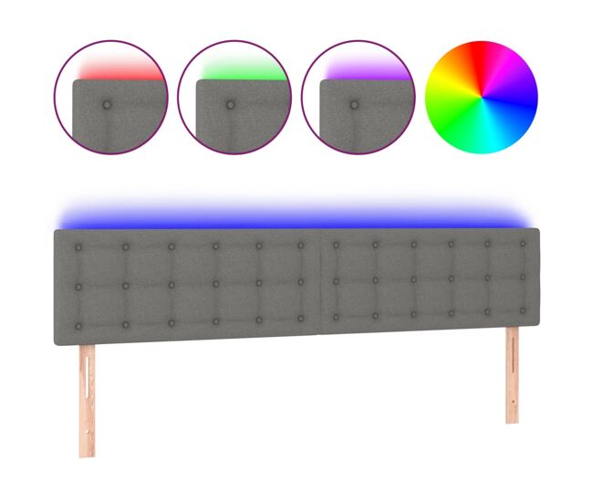 Vidaxl cabecero con led de tela gris oscuro 180x5x78/88 cm