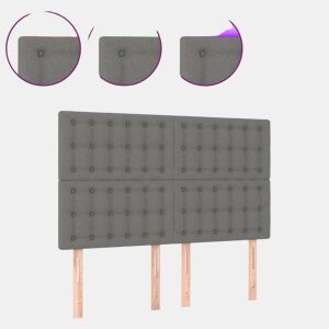 vidaXL Cabeceira de cama c LED tecido 144x5x118128 cm cinza-escuro