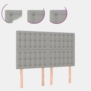 vidaXL Cabeceira cama c luzes LED tecido 144x5x118128cm cinza-claro