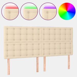 vidaXL Cabeceira cama c LED tecido 180x5x118128 cm crème