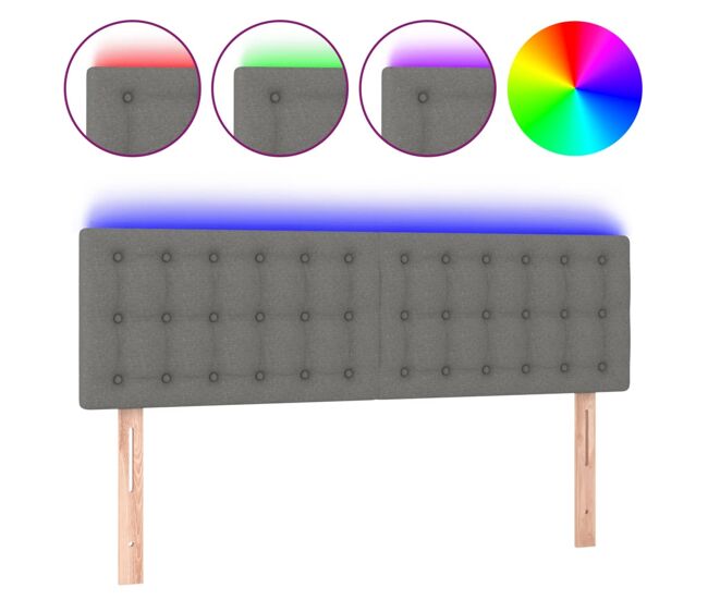 Vidaxl cabecero con led de tela gris oscuro 144x5x78/88 cm