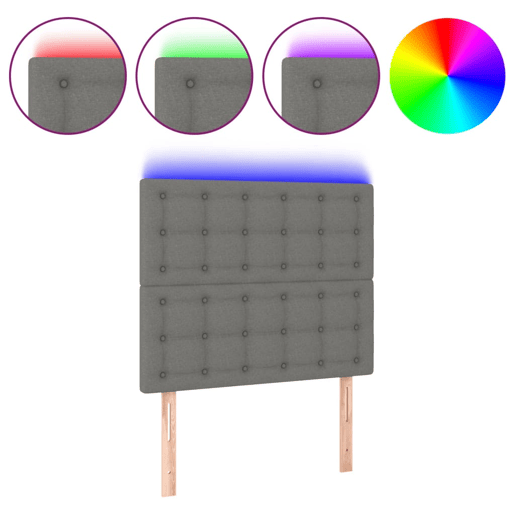 vidaXL Cabeceira de cama c LED tecido 90x5x118128 cm cinza-escuro