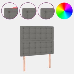 vidaXL Cabeceira de cama c LED tecido 90x5x118128 cm cinza-escuro