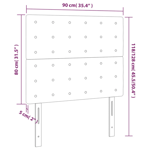 vidaXL Cabeceira de cama c LED tecido 90x5x118128 cm cinza-escuro