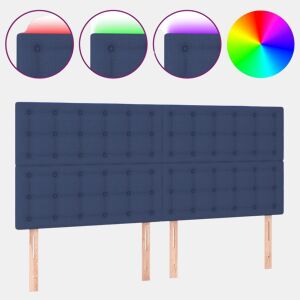 vidaXL Cabeceira de cama c luzes LED tecido 180x5x118128 cm azul