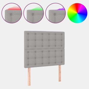 vidaXL Cabeceira cama c luzes LED tecido 80x5x118128 cm cinza-claro