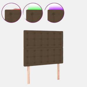 vidaXL Cabeceira de cama c luzes LED tecido 100x5x118128cm castanho