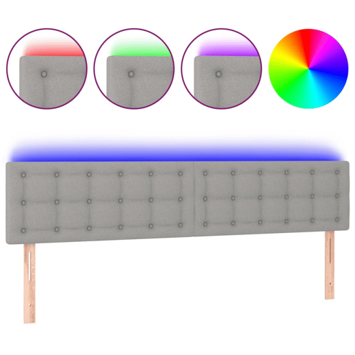 vidaXL Cabeceira de cama cluzes LED tecido 180x5x7888 cm cinza-claro