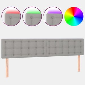 vidaXL Cabeceira de cama cluzes LED tecido 180x5x7888 cm cinza-claro
