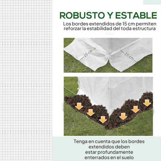 Outsunny Cobertura de Estufa de Túnel 3x2x2m Cobertura de Substituição de Estufa Polietileno com 6 Janelas e Portas Enroláveis Proteção de Plantas para Jardim Branco