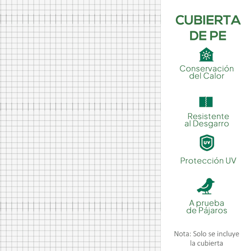 Outsunny Cobertura de Estufa de Túnel 3x2x2m Cobertura de Substituição de Estufa Polietileno com 6 Janelas e Portas Enroláveis Proteção de Plantas para Jardim Branco