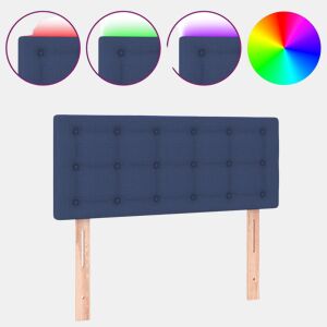 vidaXL Cabeceira de cama c luzes LED tecido 100x5x7888 cm azul