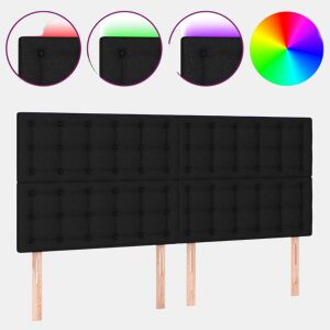 vidaXL Cabeceira de cama c luzes LED tecido 200x5x118128 cm preto