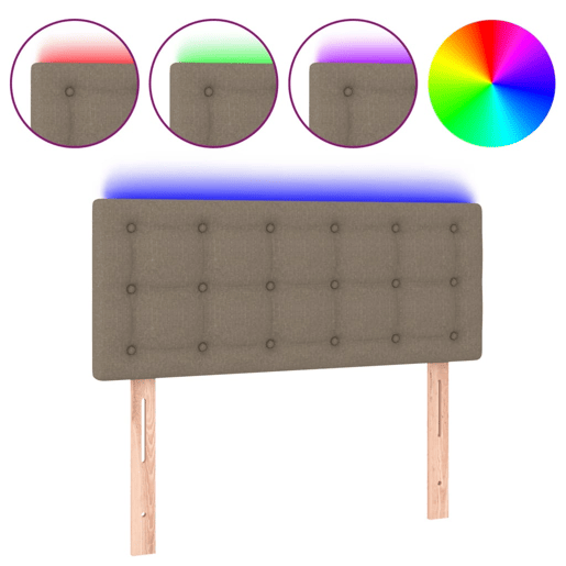 vidaXL Cabeceira cama luzes LED tecido 90x5x7888cm cinza-acastanhado vidaXL Cabeceira cama luzes LED tecido 90x5x7888cm cinza-acastanhado