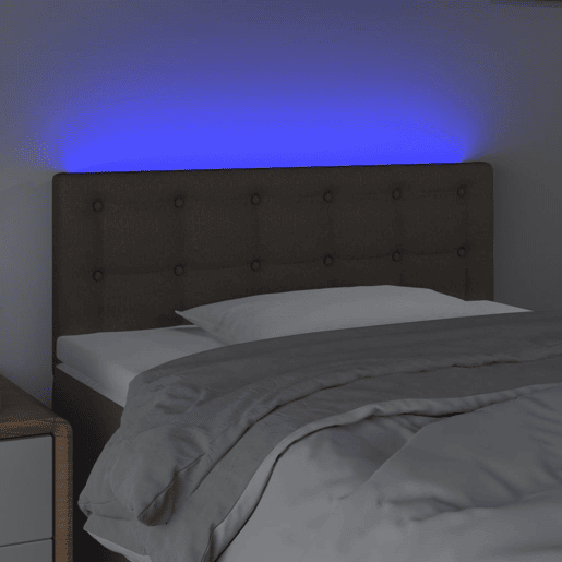 vidaXL Cabeceira cama luzes LED tecido 90x5x7888cm cinza-acastanhado vidaXL Cabeceira cama luzes LED tecido 90x5x7888cm cinza-acastanhado