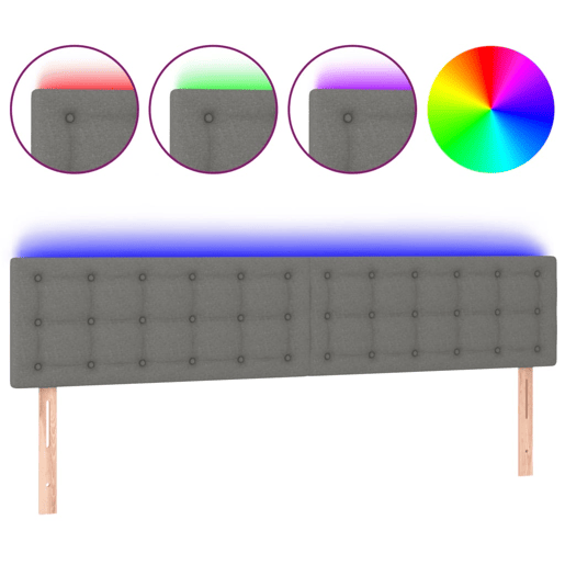 vidaXL Cabeceira de cama cluzes LED tecido 160x5x7888cm cinza-escuro vidaXL Cabeceira de cama cluzes LED tecido 160x5x7888cm cinza-escuro