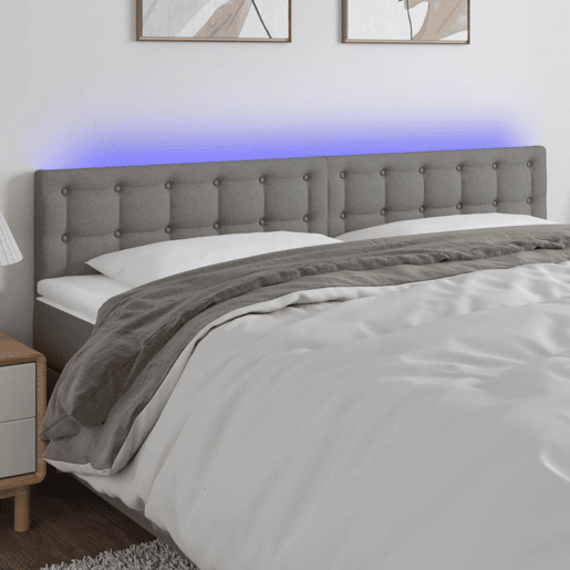 vidaXL Cabeceira de cama cluzes LED tecido 160x5x7888cm cinza-escuro vidaXL Cabeceira de cama cluzes LED tecido 160x5x7888cm cinza-escuro