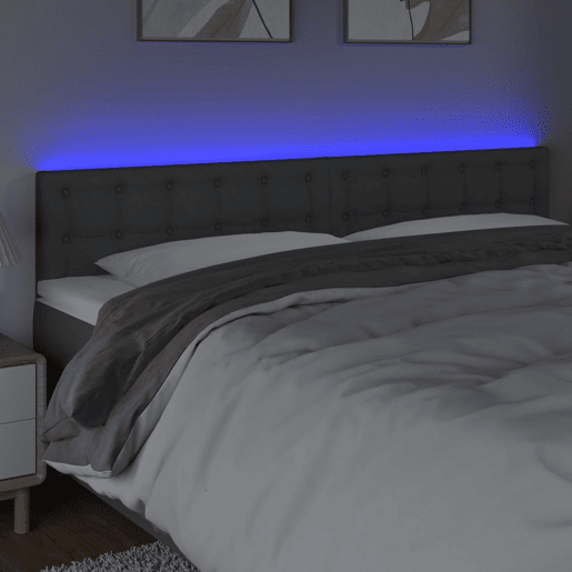 vidaXL Cabeceira de cama cluzes LED tecido 160x5x7888cm cinza-escuro vidaXL Cabeceira de cama cluzes LED tecido 160x5x7888cm cinza-escuro