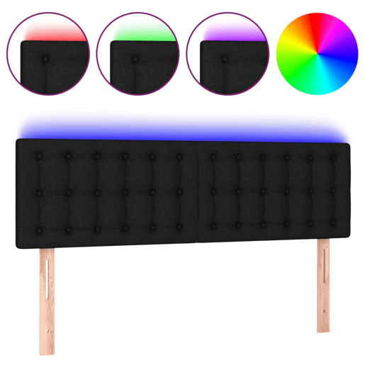 vidaXL Cabeceira de cama c luzes LED tecido 144x5x7888 cm preto vidaXL Cabeceira de cama c luzes LED tecido 144x5x7888 cm preto