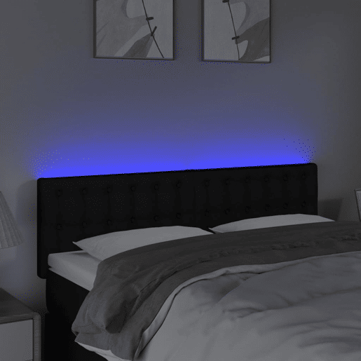 vidaXL Cabeceira de cama c luzes LED tecido 144x5x7888 cm preto vidaXL Cabeceira de cama c luzes LED tecido 144x5x7888 cm preto