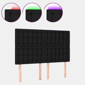 vidaXL Cabeceira cama c LED tecido 144x5x118128 cm preto