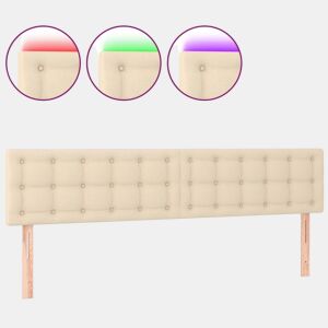 vidaXL Cabeceira de cama c luzes LED tecido 180x5x7888 cm cor creme
