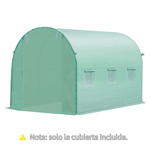 Outsunny Cobertura de Estufa com 6 Janelas e Porta para Jardim Anti-UV e Anti-envelhecimento PE 300x200x200 cm Verde