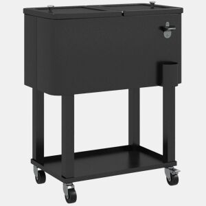 Outsunny Carrinho Refrigerador de Bebidas de 56L Carrinho Refrigerador com Rodas Abridor de Garrafas e Prateleira para Pátio Festas Terraço Praia 67x35x80 cm Preto