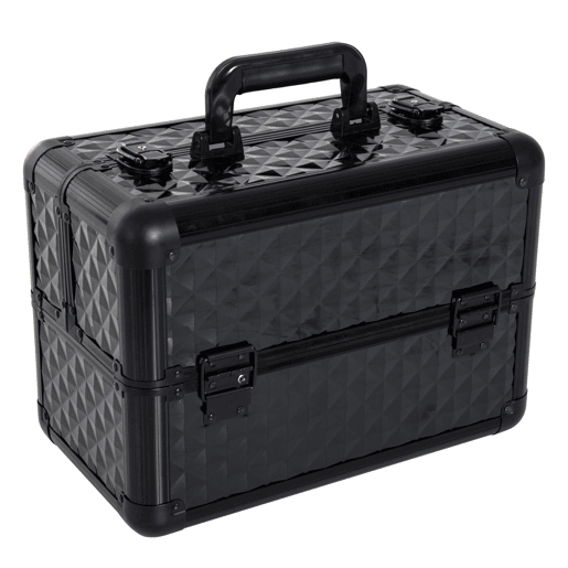 HOMCOM Estojo de Maquilhagem Mala de Maquilhagem Organizador de Cosméticos Profissional Caixa de Produtos de Beleza Portátil 35,5x20x25,5 cm Preto
