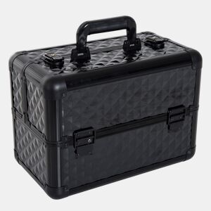 HOMCOM Estojo de Maquilhagem Mala de Maquilhagem Organizador de Cosméticos Profissional Caixa de Produtos de Beleza Portátil 35,5x20x25,5 cm Preto