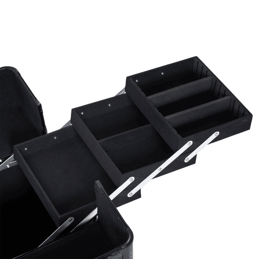 HOMCOM Estojo de Maquilhagem Mala de Maquilhagem Organizador de Cosméticos Profissional Caixa de Produtos de Beleza Portátil 35,5x20x25,5 cm Preto
