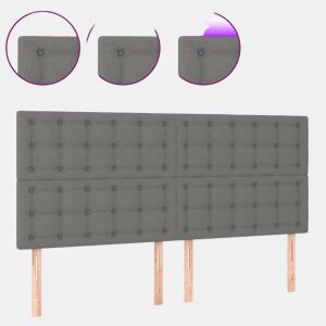 vidaXL Cabeceira de cama c LED tecido 200x5x118128 cm cinza-escuro