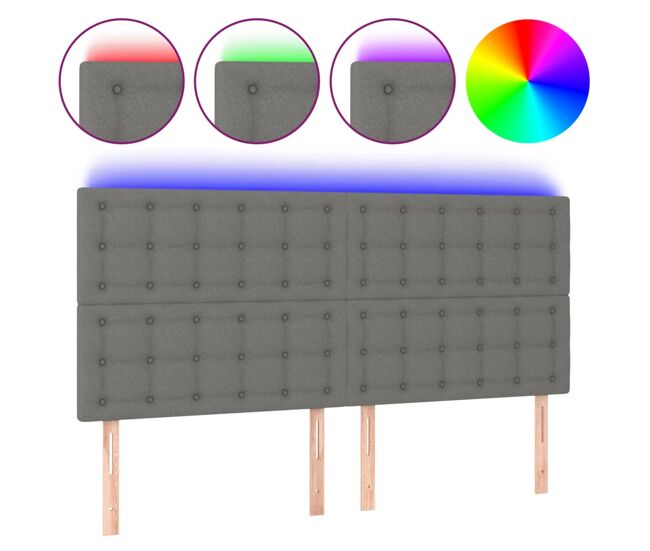 Vidaxl cabecero con luces led tela gris oscuro 200x5x118/128 cm