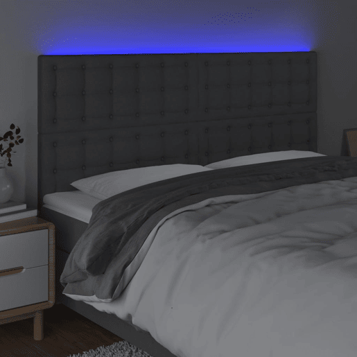 vidaXL Cabeceira de cama c LED tecido 200x5x118128 cm cinza-escuro vidaXL Cabeceira de cama c LED tecido 200x5x118128 cm cinza-escuro
