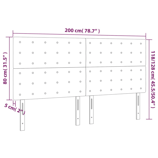 vidaXL Cabeceira de cama c LED tecido 200x5x118128 cm cinza-escuro vidaXL Cabeceira de cama c LED tecido 200x5x118128 cm cinza-escuro