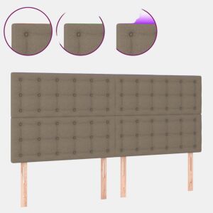 vidaXL Cabeceira cama c LED tecido 200x5x118128 cm cinza-acastanhado