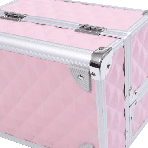 HOMCOM Estojo de Maquilhagem Organizador Cosméticos Profissional Estojo de Maquilhagem Portátil com Fecho e Vários Compartimentos 20x15x15 cm Rosa