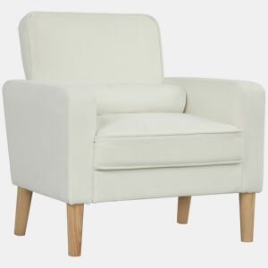 HOMCOM Poltrona Sala de Estar Poltrona Estofada em Veludo Poltrona de Leitura com Assento com Botões e Pés de Madeira para Quarto 76x79x82 cm Creme