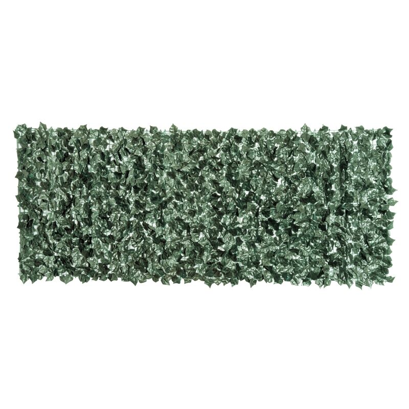 Outsunny seto artificial ocultación jardín en rollo 2,4x1 m pantalla de valla de privacidad de hiedra artificial para terraza balcón exterior decoración de hojas verde
